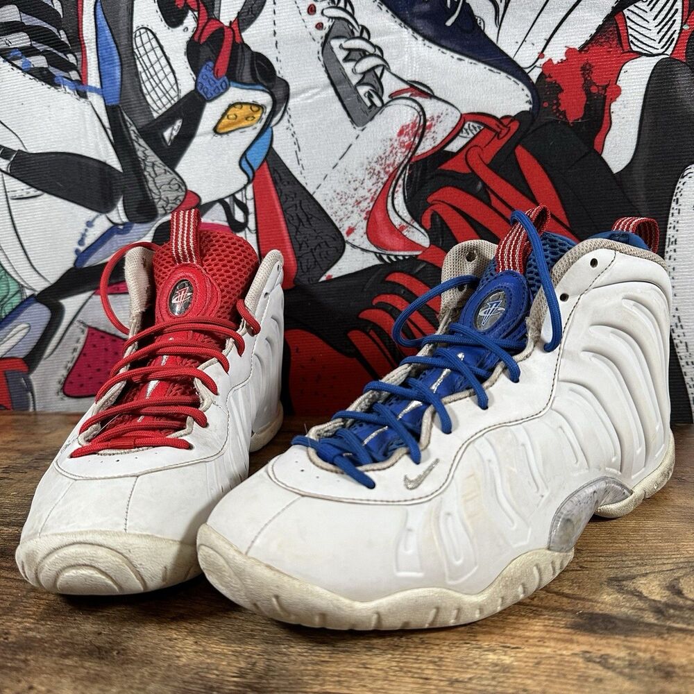 Size 6.5Y - Nike Little Posite One USA Moon White Blue Red DJ4024-001 USED